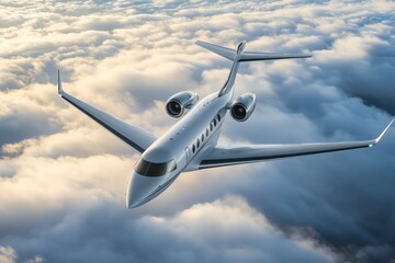 Obraz premium Airplane soaring high above the cloud layer