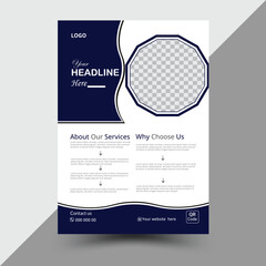 Corporate and clean flyer design template with blue color combination.