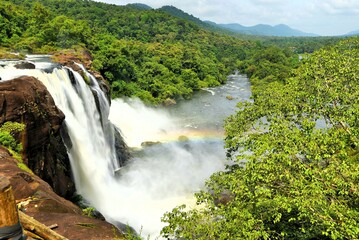 Fototapeta premium Athirappilly Waterfalls, Chalakudy River, Vazhachal Forest, Thrissur, Kerala, India, Asia