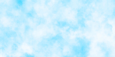 Abstract background with panorama of blue sky and white cloud nature design. horizon spring morning sky with clouds background. hand painted watercolor shades sky clouds.