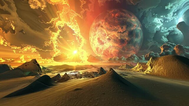 A surreal landscape with an ethereal glow representing the unification of natural and fundamental forces in a dreamlike world.