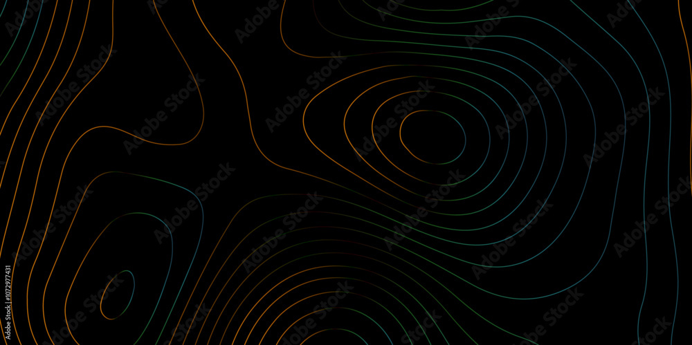 Poster abstract design with seamless pattern with lines topographic map. geographic mountain relief. retro 