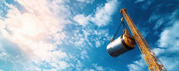Cranes lift heavy loads into clear skies for construction projects