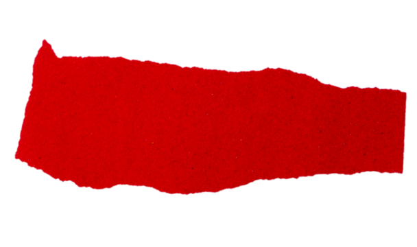 Isolated torn red pieces of paper with copy space on white background