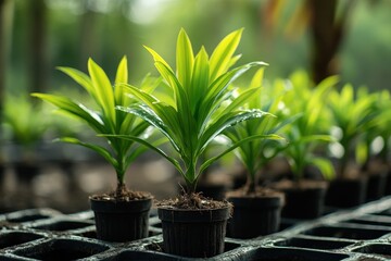 Young Coconut Trees in Tropical Morning Light