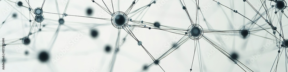 Poster network concept with interconnected nodes in monochrome