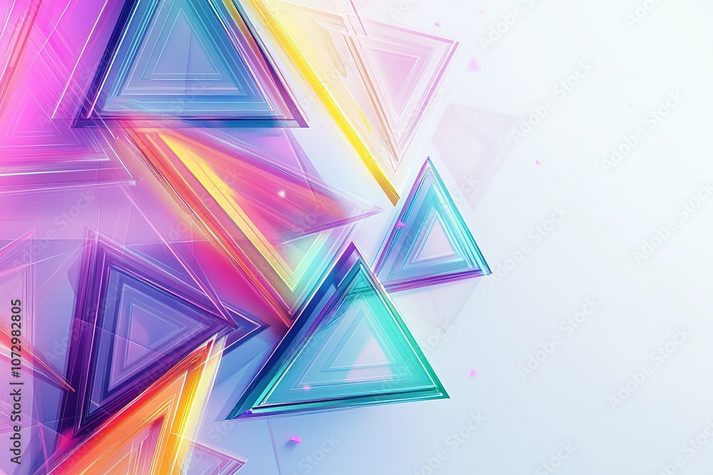 Poster bright geometric triangular shapes in a colorful gradient.