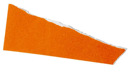 Isolated torn orange pieces of paper with copy space on white background