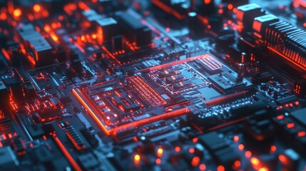 Obraz premium Automated machine assembling delicate electronic microstructures