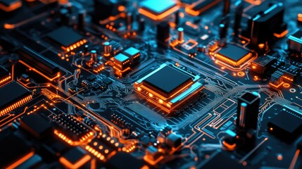 Fototapeta premium Industrial printer creating complex electronic component layouts