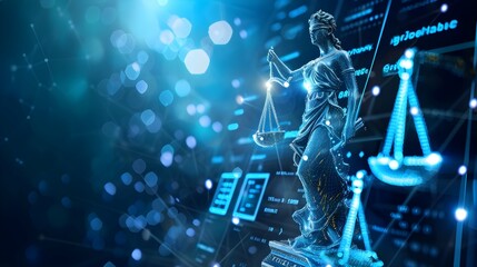 The balance on the table the illusory light  Decorative Statue of justice and finance 
