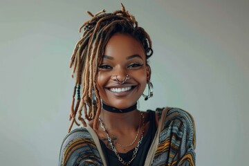 woman with dreadlocks smiling
