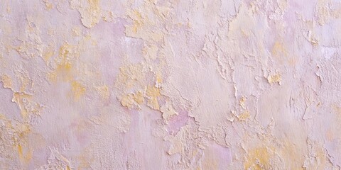 A Textured Wall of Subtle Pink and Yellow Hues with Flaking Paint