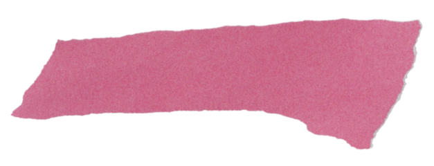 Isolated torn pink pieces of matte paper with copy space on white background