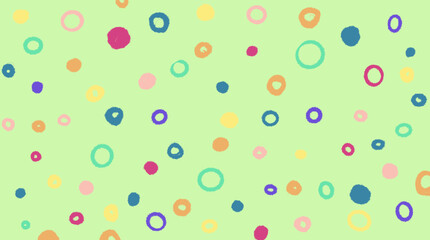 circle bubbles colorful  line doodle seamless pattern on green background ,Creative minimalist style art background for children or trendy design with basic shapes. Simple childish scribble backdrop