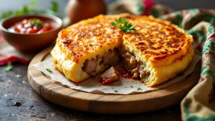 Milcao Potato Pancake with Pork (Chilean Cuisine)