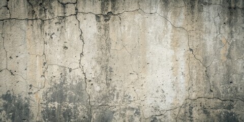 A weathered concrete wall with cracks and texture, showing signs of age and time