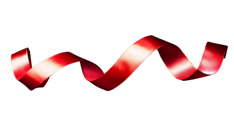 A curly red ribbon for Christmas and birthday present isolated against a transparent background.