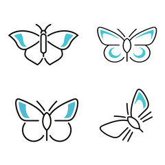 Sleek Butterfly Line Art Vectors