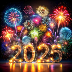 Fireworks explode in the night sky, forming numbers that countdown to a special event,