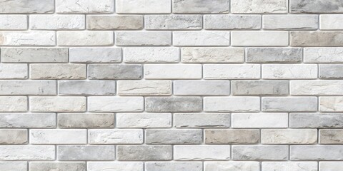Fototapeta premium A close-up of a white brick wall with subtle gray and beige tones, showcasing the intricate texture and pattern of each brick.