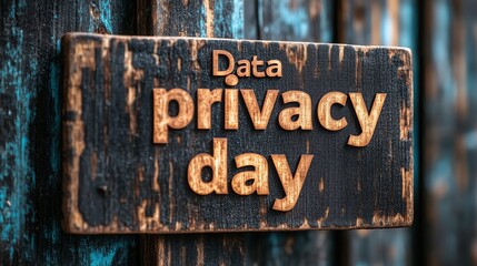 Wooden sign highlights data privacy