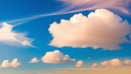 Fototapeta premium Clear blue sky with soft clouds,