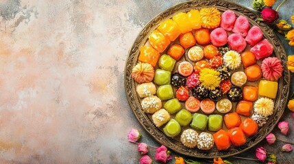Colorful Assorted Sweets on Decorative Plate
