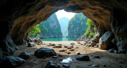Son Doong Cave, Vietnam, immense underground cave with lush vegetation and natural skylight, highlighting the world’s largest cave and its mysterious beauty.
