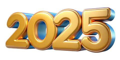 Golden 3D rendering of the year 2025, perfect for New Year celebrations, announcements, and greeting cards for a glamorous touch
