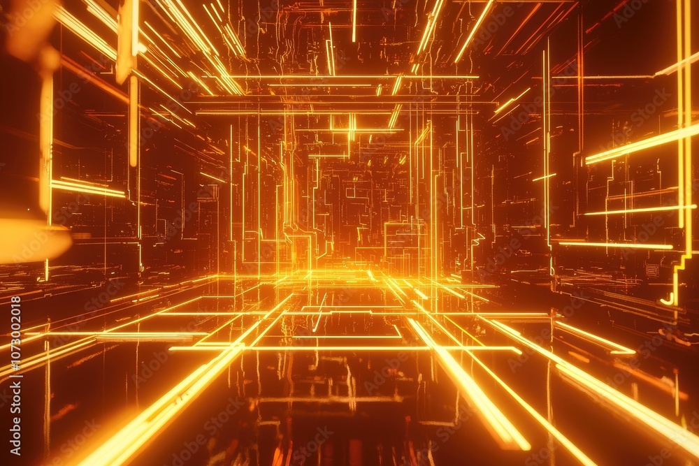Poster a digital abstract background with glowing lines and a futuristic feel.