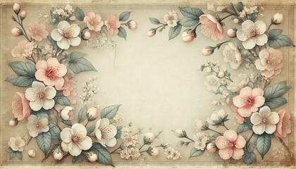 Obraz premium A soft vintage blossom background featuring light, pastel flowers