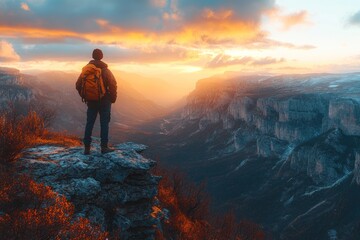 Fototapeta premium Adventurer at Sunset