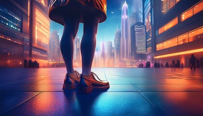 Fototapeta premium The futuristic city embraces diversity and multiculturalism. 