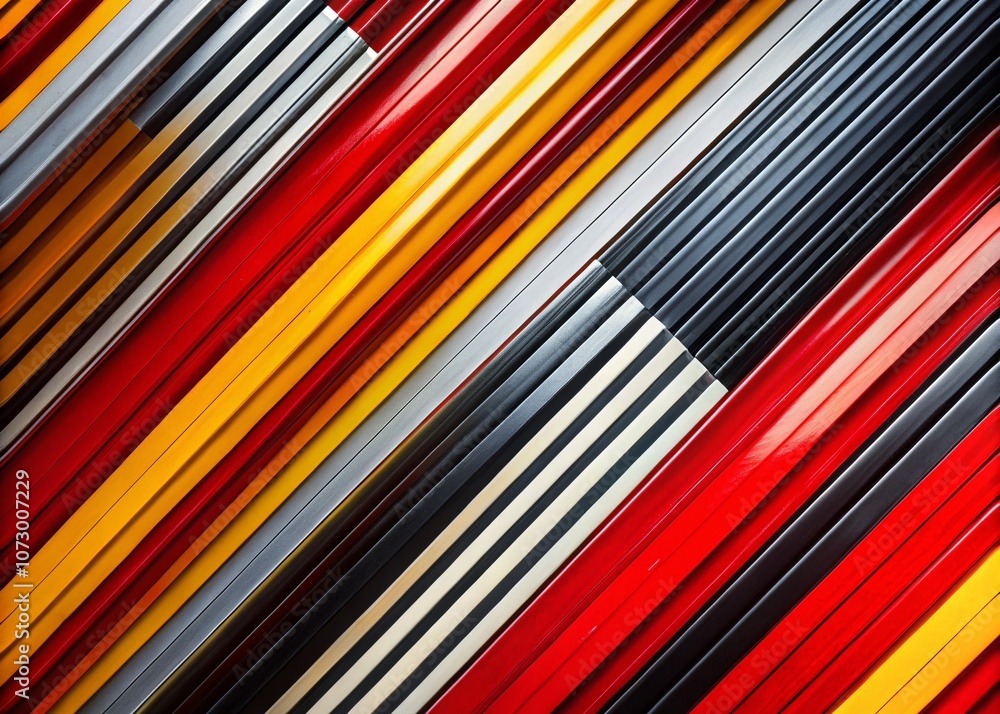 Poster abstract diagonal stripes in vibrant red, yellow, black, and white captured in a documentary style t