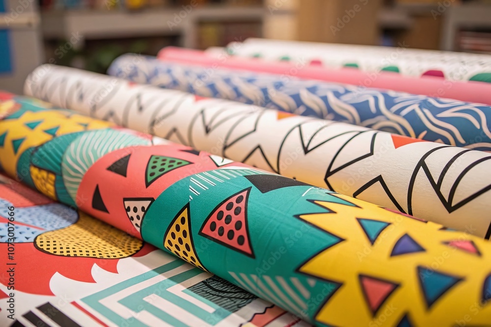 Poster abstract geometric prints collection featuring memphis style patterns with vibrant colors and unique