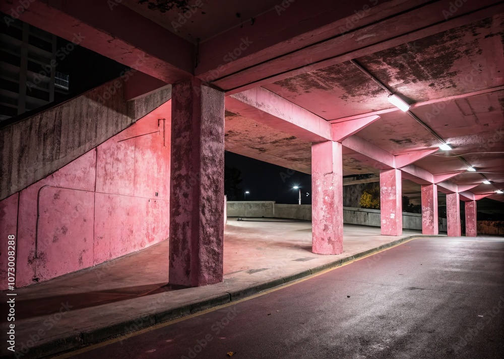 Poster abstract pink painted concrete structure in low light - a captivating view of texture and color inte