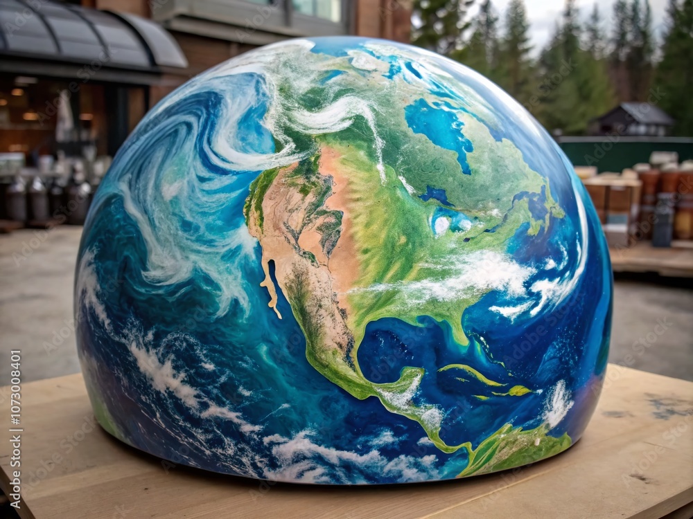 Poster abstract representation of earth with vibrant colors and textures, showcasing planetary elements in 