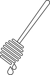 Honey dipper stick icon in trendy outline graphic design style. Modern Skincare and beauty treatment honey comb linear vector illustration isolated on transparent background.