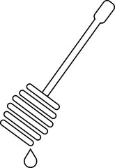 Honey dipper stick icon in trendy outline graphic design style. Modern Skincare and beauty treatment honey comb linear vector illustration isolated on transparent background.