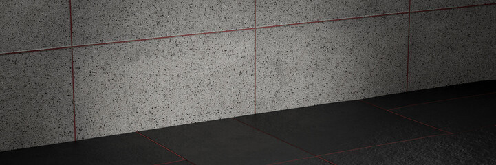 Modern Stone Wall and Floor with Minimalist Design Close-up of a modern stone wall and floor, showcasing smooth textures and minimalist design. Ideal for concepts such as architecture, 3d render