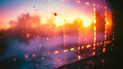 Naklejka premium Sunset Through a Window - Filmstrip Photo