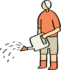 Gardener Holding a Watering Can Illustration