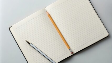 Blank Lined Notebook with a Pencil and Pen Ready for Note Taking