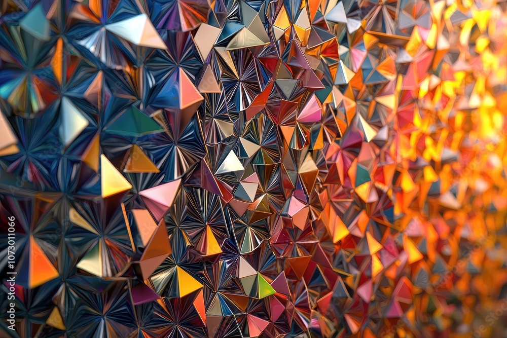 Aufkleber a 3d fractal pattern in motion, displaying a kaleidoscope of colorful geometric shapes.