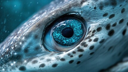 Close-up view of a whale shark eye showcasing intricate details in clear waters