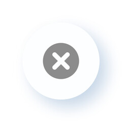 Neumorphism User interface Cross Mark Icon UX UI Design Drop Shadow