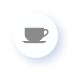 Neumorphism User interface Coffee Cup Icon for Cafes and Breaks UX UI Design Drop Shadow