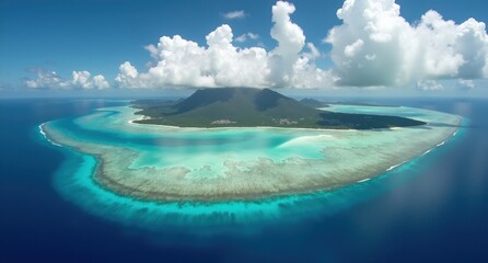 Torres Strait, between Australia and Papua New Guinea, vast blue waters, scattered islands, and tropical scenery, highlighting remote beauty and cultural diversity.