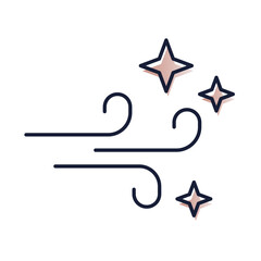Fresh and Clean Icon – Stars with Wind, Representing Freshness, Clean Air, and Pure Quality